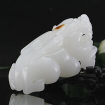 (Lingde Jade) Xinjiang Hetian jade seed material Pixiu handle Hetian Jade sheep fat white jade Pixiu handle