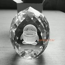 Inner carving QQ3D Penguin crystal pineapple shaped multi-faceted ball