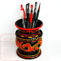 Yi nationality pen holder ethnic handicraft solid wood painted pen holder Liangshan Xichang tourist souvenir
