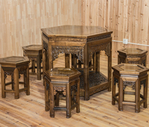 Precious golden nanmu hexagonal tea table classical high-grade furniture collection