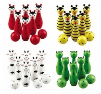 Animal bowling kindergarten children wooden intelligence baby wooden puzzle early education toys 1-3 years old hands-on