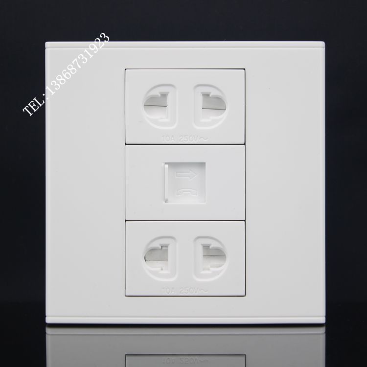 Two two-hole power supply + RJ11 telephone combination wall socket 86 power supply with telephone wall socket panel