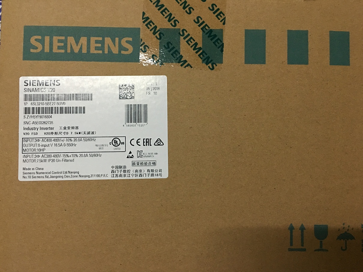 6SL3210-5BE27-5UV0 Siemens SINAMICS V20 Inverter 7.5KW