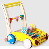 Children's safety can lift multifunctional walker walker anti-skid anti-warp wooden music toy car