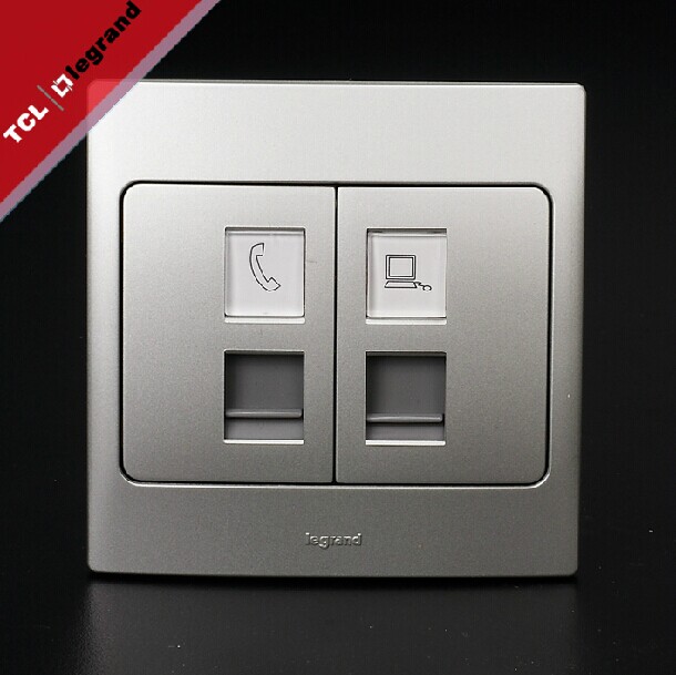 TCL-Rogland Switch Socket 86 Mercure Series Silver Phone + Computer Socket Authentic
