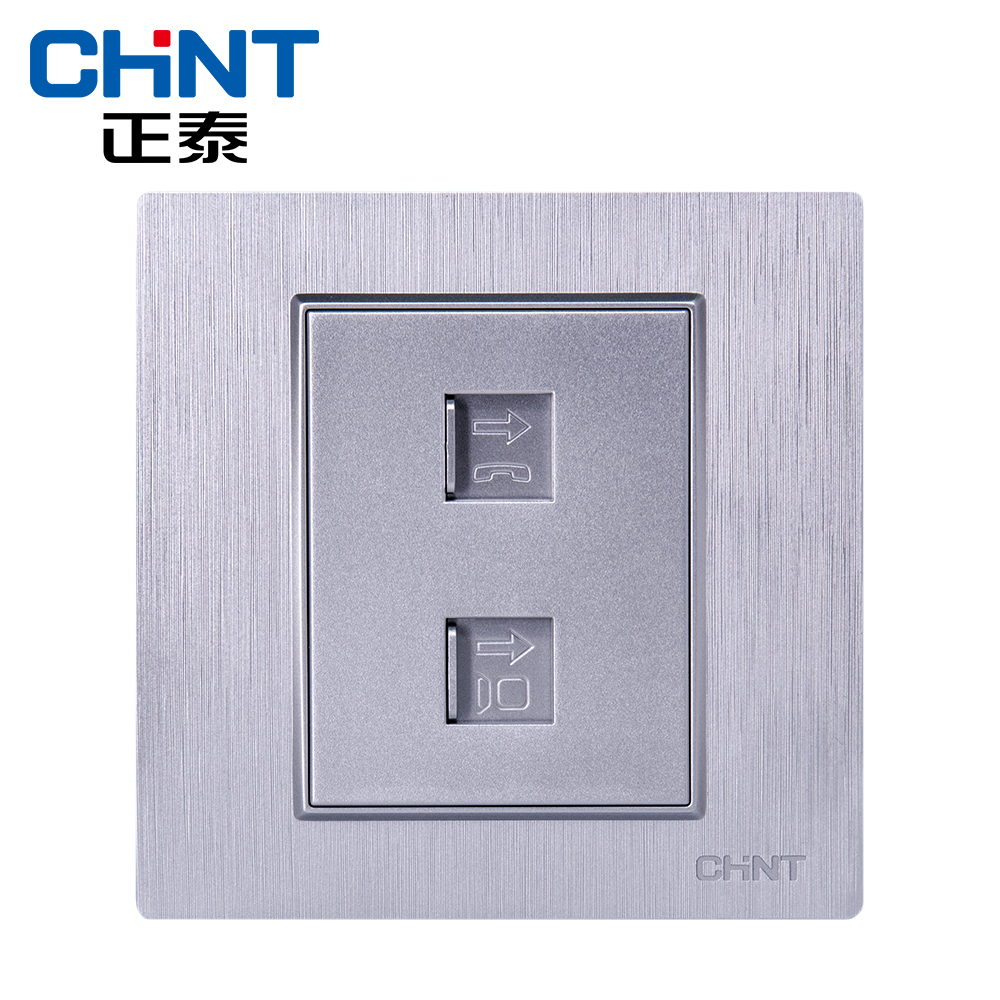 New products Zhengtai electrical switch socket new NEW7L brushed silver embedded steel frame phone computer socket