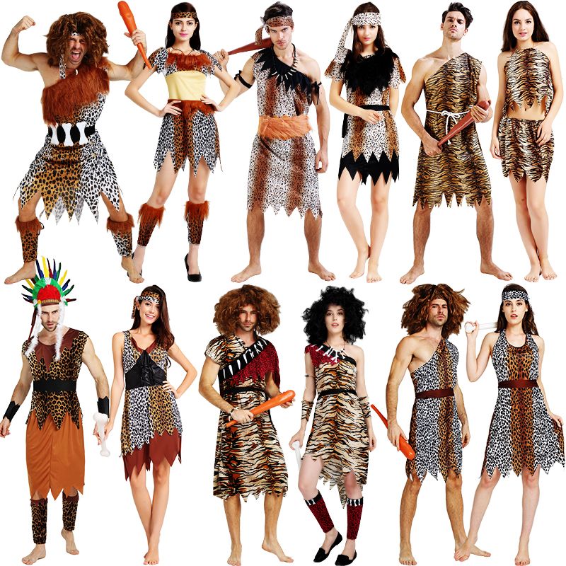 Savage costumes Aboriginal cos costumes for adult men and women Indian leopard-print African primitive costumes