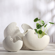 Modern creative white ceramic egg shell hydroponic vase fittings Living room study fashionable home decoration