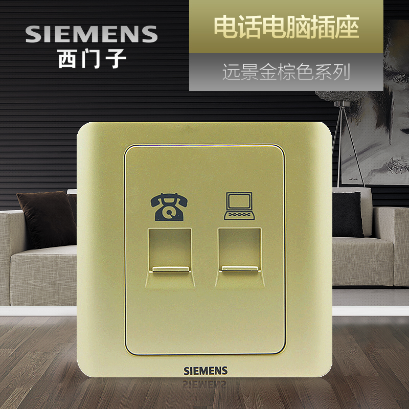 Siemens Computer Telephone Switch and Socket Panel Vision Golden Brown 86 Network Telephone