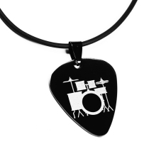 Lettering custom titanium steel collar couple metal guitar pick necklace music jewelry gift drum