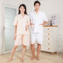 Men's and women's couples thick sweat steamed clothes cotton men's and women's upscale waffle bath clothes couples bathrobe sauna clothes foot bath clothes