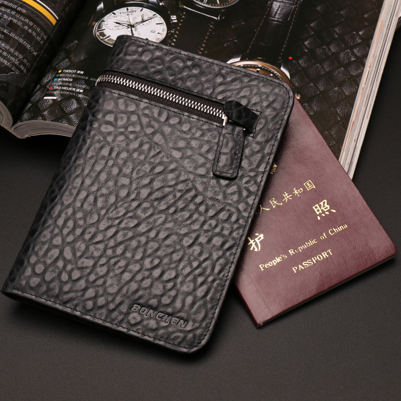 Passport Leather Passport Bag Business Passport Clamp Cowhide Passport Sheath Customized Gifts for Men and Women