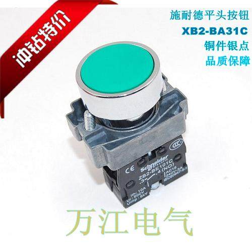  1 05 Schneider XB2 BA31C Flat Head Self reset Green Metal Start 