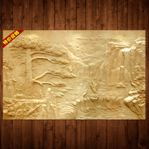 Artificial sandstone relief custom living room background wall Restaurant Hotel background wall Chinese relief sandstone painting pine crane picture