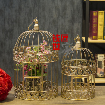 Decorative bird cage large gold vintage wrought iron bird cage ornament Wedding decorative bird cage ornament bird cage floral art