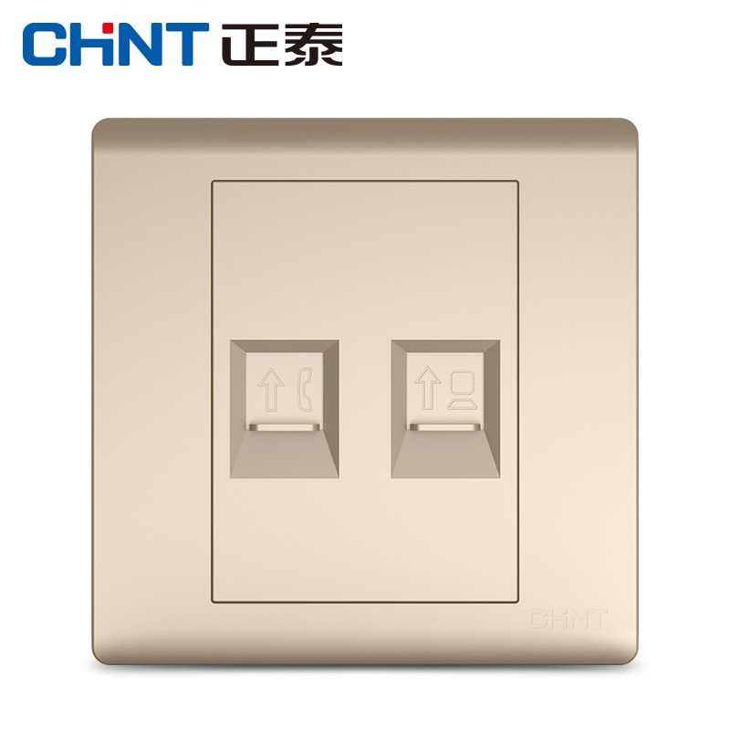 CHNT Zhengtai Switch Socket Panel 7D Champagne Gold Telephone Computer Socket Telephone Network Wire Socket