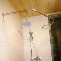 Profiled bath curtain rod set to be simple 304 stainless steel u-shaped diamond type semi-circular bathroom perforated corner clotheshorse