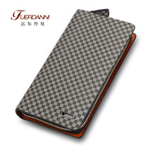 Male Style Single Zipped Business Casual Long handbags Fashion multi-position Large-capacity Chessboard Wallet Money Clip Wallet
