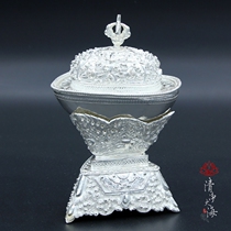 Pure silver Toba Buddhist dharma instrument Tantric offering bowl Gabala bowl Nepalese handmade 9 6 yuan per gram High 17