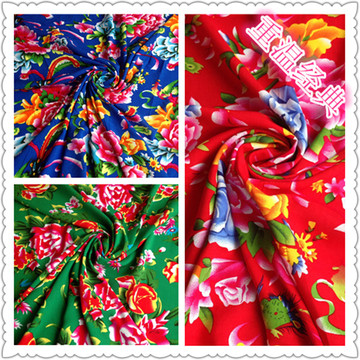 清仓特价绵绸布料 东北大花布 人造棉布料凤凰牡丹夏凉被服装面料