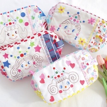 On the way Japan Curly tofu bag Makeup storage bag limited French little girl series Niche cute
