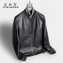 Haining imported tire cowhide leather leather clothing mens short baseball uniform leather jacket handsome youth jacket thin spring and autumn