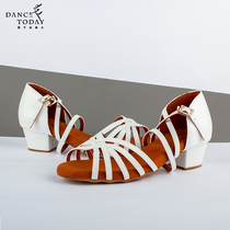 DanceToday White Latin dance shoes Girls children dance shoes beginner leather soft bottom practice shoes 190