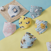 Pure cotton triangular towels Children surrounding mouth double sided pure cotton saliva towel according to buckle anti-dirty water sucking baby enclosure mouth drooling boy
