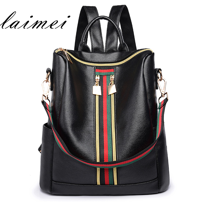 The Street Trend of Women's Soft Leather Shoulder Bag and Women's Bag 2019 New Korean Version Baitao Fashion ins Super Hot Backpack