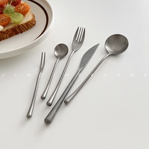 FCMJ vintage ins wind Japanese Western tableware Steak tableware knife and fork spoon set Stainless steel knife and fork tableware