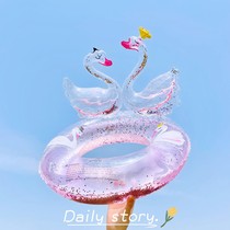 ins three-dimensional sequins cute swan swimming ring children thickened Net red armpit circle water buoy lifebuoy float