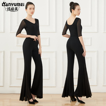 High-end body training clothing women autumn and winter elegant etiquette training model catwalk net gauze dance practice suit suit