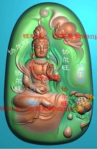 jdp Grayscale bmp relief drawing jade carving figure Oval bat Guanyin Lotus lotus flower life