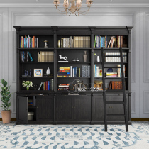 American bookcase combination Solid wood vintage living room display cabinet Oak European-style large bookcase bookshelf whole house custom furniture
