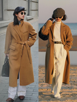 Lmuni fa Three wood high branch wool cashmere Two-wearing collar with long-face fur coat big coat