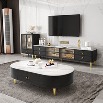 Light luxury minimalist rock panel TV cabinet coffee table combination set modern simple 2020 new small apartment living room floor cabinet