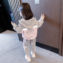 Girls casual set autumn 2021 New Korean version of foreign-style female baby coat Net Red childrens sports two-piece set
