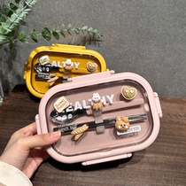 Cartoon Cute 304 stainless steel insulated lunch box students special office for office sub-grid with cover lunch canteen dining box