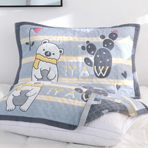 Pillow towel cotton high-grade pair of household sweat-absorbing pillow headscarf cover cotton single cartoon non-slip does not fall off
