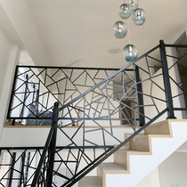Wrought iron stair fence handrail Solid wood indoor household railing Balcony fence Outdoor simple modern protective railing