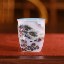 Yu Yin Kiln Yu Yin treasures of turquoise green glaze pastel green landscape smell Cup Single Cup (Hua Yixuan)