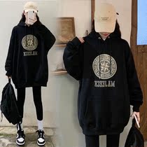 Pregnant Woman Autumn Winter Clothing Suit Fashion 2021 New blouses Loose Plus Suede Thickened Necrotope for the long winter season