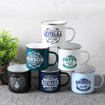 Foreign trade export British mug~European cup Old vintage enamel Water cup cup Coffee milk cup Handy teacup