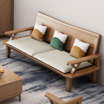 Nordic solid wood sofa combination living room new Chinese style technology cloth three-person sofa winter and summer dual-use ash wood furniture