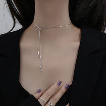 Geometric triangle necklace adjustable female summer sterling silver light luxury niche design sense choker simple 2021 New