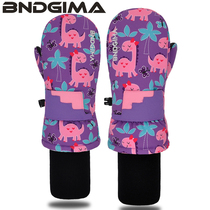  2021 new BNDGIMA ski gloves mens and womens waterproof thickened warm double veneer childrens cartoon stuffy
