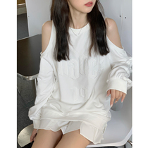 Cai dont stay up late white strapless sweater women 2021 new spring and autumn thin autumn coat tide oversize