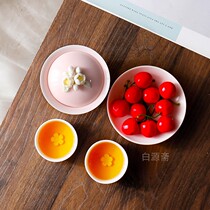 Pinch flower three Cai tea cup goat jade porcelain single high-end not hot hand tea bowl pink kung fu tea set lady