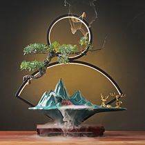 Creative mountain flowing water ornaments Zhaocai Feng Shui Wheel Office Desktop Home Decoration Opening Gift Night Light