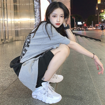 Pure Cotton Net Red Fried Street Suit Women Summer Sports Loose Korean Version Students Short Sleeve Shorts Casual Two Sets Running Tide